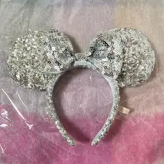 ミニーちゃん　スパンコールカチューシャ　シルバー　ディズニー
