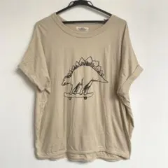 スケボーステゴサウルス　恐竜刺繍 オーバーサイズ　半袖Tシャツのサムネイル