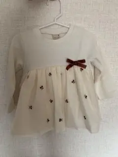 アイボリー 長袖 トップス リボン付き