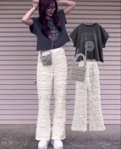 GRL グレイル フリルセミフレアパンツ[kz553] フレアスラックス