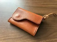 コンパクト財布　オイルバケッタ　ブラウン　ヌメ革　ハンドメイド　⭐︎ネーム焼付可⭐︎