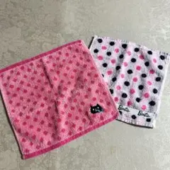 ドット柄タオルハンカチ2枚セット