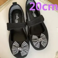 リボン付き黒フォーマルシューズ 20cm