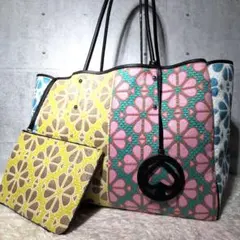 【極美品 ポーチ付き】ケイトスペード　エブリシング　トートバッグ　フラワー　総柄