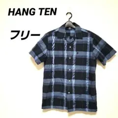 ハングテン 半袖シャツ【フリー】青系チェック メンズ トップスのサムネイル