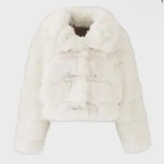 M me emeエムミーエメ　ラメツイードファーコート　イヤマフセットホワイト M me emeエムミーエメ ラメツイードファーコート イヤマフセット