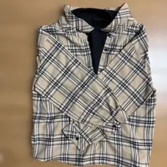 チェック柄 長袖シャツ ベージュと黒