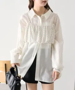 mystic ドット柄シアーシャツビスチェSET - メルカリ