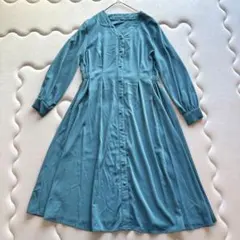 【RAMIRAL】ウエストゴム Vネック ロングワンピース グリーン 38サイズ