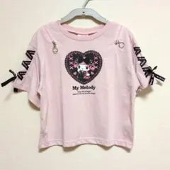 マイメロディ キッズ Tシャツ ピンク 肩開き リボン 130cmのサムネイル