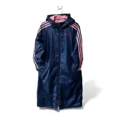 Sサイズ　adidas ネイビー ベンチコート フード付き