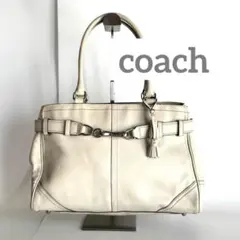 COACH コーチ ハンプトンズ キャリーオール タッセル付き レザートート