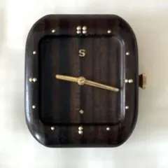 【ジャンク品】SEIKO Sマーク 木製盲人用　手巻き 焦茶　腕時計　ベルト無しのサムネイル