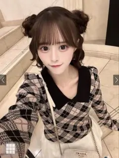 アーガイル柄パワショルニットトップス