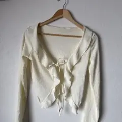 Dazy アイボリー リブ編み カーディガン M