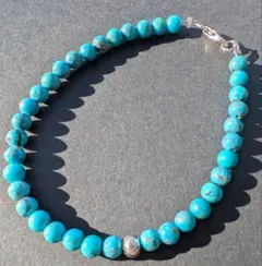 ターコイズ 4mm silver925 ハンドメイド ブレスレット