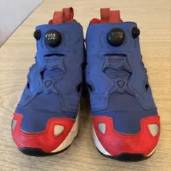 Reebok インスタポンプ スニーカー 青/赤24cm