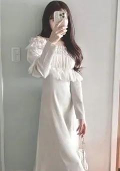 2Wayチュールビスチェ×ニットワンピースセットアップ