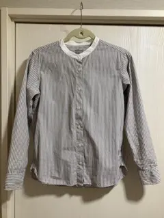 無印良品　ストライプ柄 バンドカラー 長袖シャツ Sサイズ