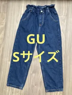 GU レディース 女の子　デニム　ダークブルー ストレートパンツ ウエストゴム