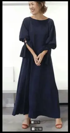 新品 未使用 エレンディーク ELENDEEK ワンピース 2way ネイビー