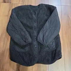 GU　ジーユー　ボアキルティングジャケット　キッズ　１４０　黒　ボアジャケット