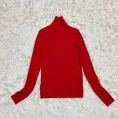 【ジョセフ】 タートルネック セーター リブ編み S 赤 ウール100