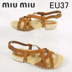 ✨輝くビジュースタッズ✨ミュウ ミュウ miu miu ウッドサンダル EU37のサムネイル