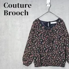 Couture Brooch　小花柄シフォンブラウス　フリル　ブラック　38のサムネイル