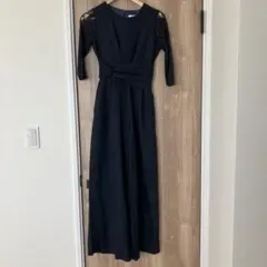パーティドレス　オールインワンパンツ　結婚式　紺色ドレスパンツ