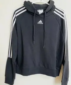 adidas アディダス スウェット パーカー クロップド　ブラック　L 新品