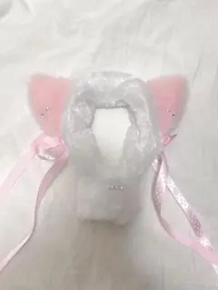 ペンラカバー 猫耳 白ピンク ペンライト カバー