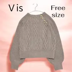 ＶIS ケーブルニット セーター ブラウン系 Freeサイズ