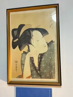 【真作】版画　竹久夢二　リトグラフ　黒船屋　黒猫を抱く美人画　美人図　D78 真作】版画 竹久夢二 リトグラフ 黒船屋 黒猫を抱く美人画 美人図 D78