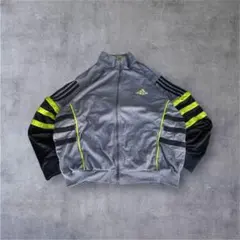 00s アディダス トラックジャケット M グレー 刺繍ロゴ 2way