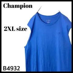 古着 チャンピオン ワンポイントロゴ タンクトップ 青 XL(ASIA/2XL)