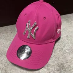 ニューエラ　ビビットピンク　NY キャップ　ビジュー　ラインストーン　キラキラ