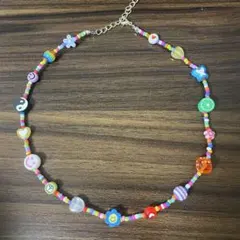 ビーズネックレス　ビーズチョーカー　② お花　最大42cm
