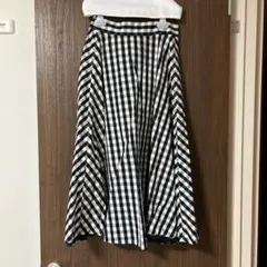 ケイトスペード　フレアスカート ブラック・ホワイト ギンガムチェック柄