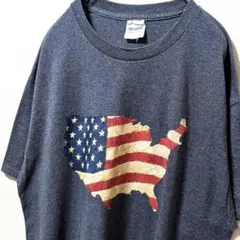 ギルダン 星条旗 ロゴ Tシャツ グレー 灰色 古着