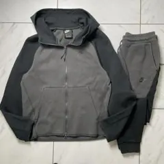 希少色 NIKE テックフリース バイカラー セットアップ 黒 グレー M