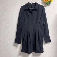 H&M DIVIDED ブラック ロングシャツ 長袖 M ワンピース　ひざ丈　M