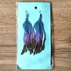 フリンジビーズピアス 　ハンドメイド