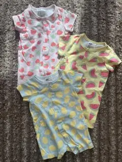 H&M フルーツ柄ロンパース 3点セット　60サイズ