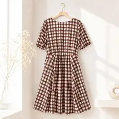 MACKINTOSH PHILOSOPHY チェック柄膝丈ワンピースフレア38のサムネイル