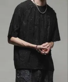 casper johnペイントダメージTシャツ ブラック Sのサムネイル