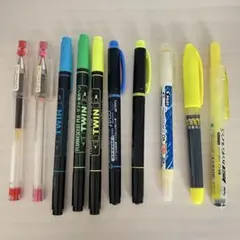 蛍光ペン マーカー ペン 10本セット まとめ売り インク確認済みのサムネイル