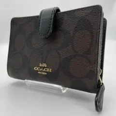 新品 未使用 COACH 二つ折り財布 CM241 ブラック シグネチャー - メルカリ