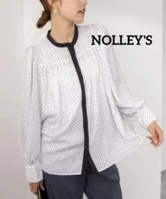 NOLLEY'S ドット柄 長袖ブラウス　プリントギャザー　サイズ38のサムネイル