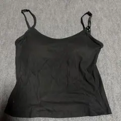 ブラック リブ編み ブラトップ XL